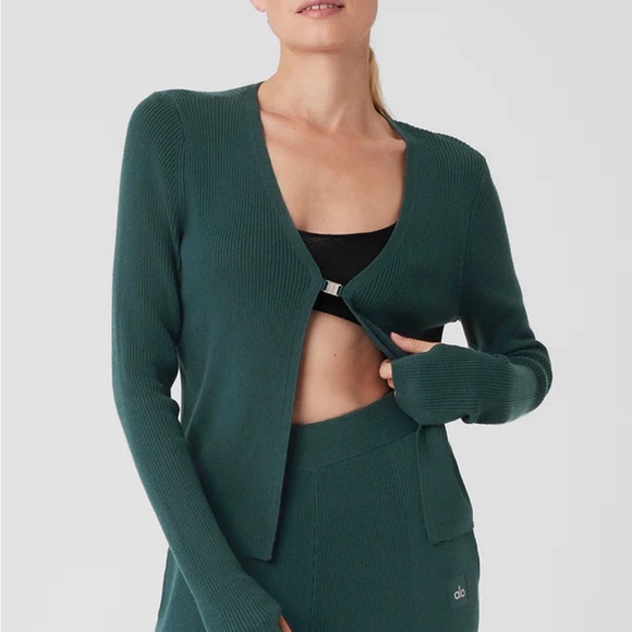 Knit Salana Cardigan - Midnight
Green | Alo Yoga - Picture 1 of 7
